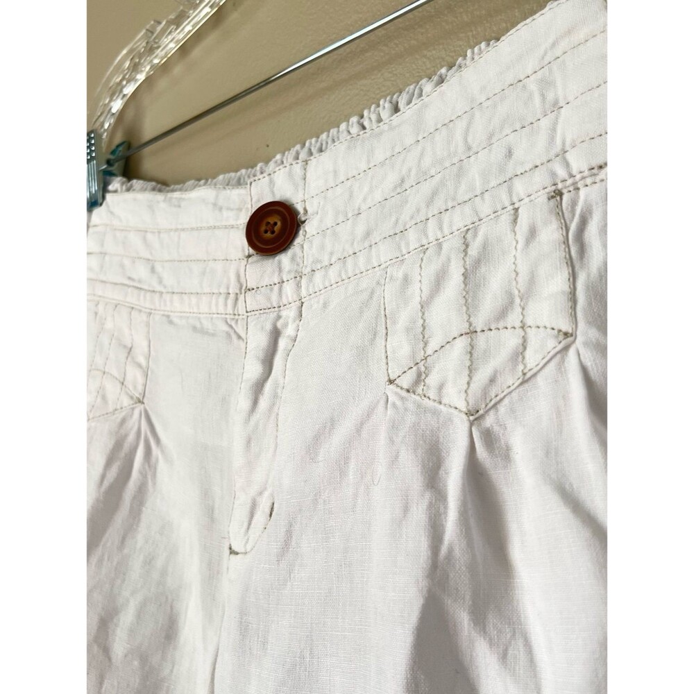 Athleta Linen Wide Leg White Elastic Inside Drawstring Waist Pants Resort SZ L - Picture 12 of 16